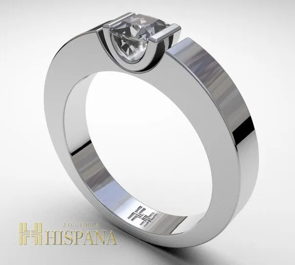 Anillo de compromiso AC007, oro blanco