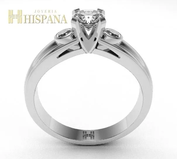 Anillo de compromiso AC029, oro blanco