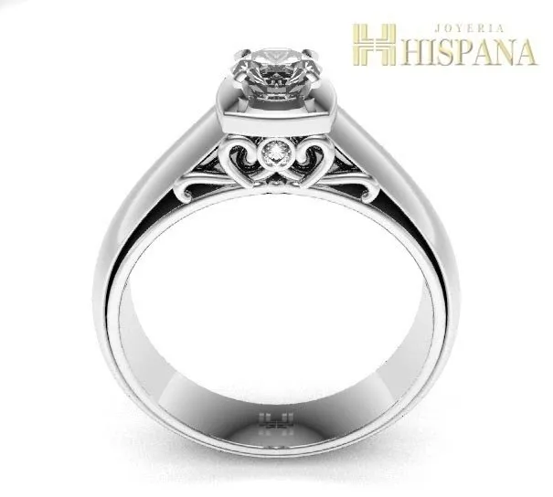 Anillo de compromiso AC034, oro blanco