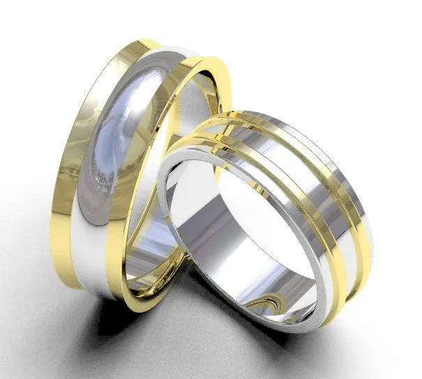 Argollas de matrimonio 0118 dos oros centro blanco